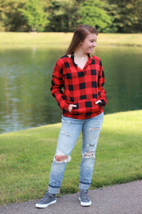 Sadie Kangaroo Top | Red Buffalo Plaid