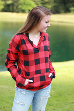 Load image into Gallery viewer, Sadie Kangaroo Top | Red Buffalo Plaid