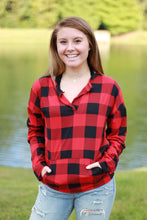Load image into Gallery viewer, Sadie Kangaroo Top | Red Buffalo Plaid