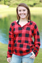 Load image into Gallery viewer, Sadie Kangaroo Top | Red Buffalo Plaid
