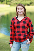 Load image into Gallery viewer, Sadie Kangaroo Top | Red Buffalo Plaid
