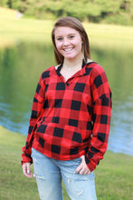 Load image into Gallery viewer, Sadie Kangaroo Top | Red Buffalo Plaid