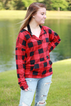Load image into Gallery viewer, Sadie Kangaroo Top | Red Buffalo Plaid