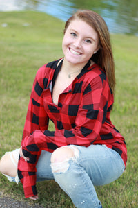Sadie Kangaroo Top | Red Buffalo Plaid
