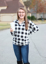 Load image into Gallery viewer, Sadie Kangaroo Top | Black and White Buffalo Plaid
