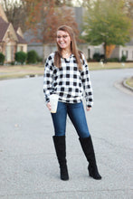 Load image into Gallery viewer, Sadie Kangaroo Top | Black and White Buffalo Plaid
