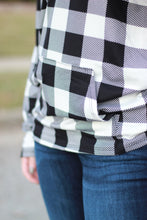 Load image into Gallery viewer, Sadie Kangaroo Top | Black and White Buffalo Plaid