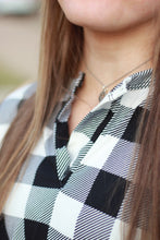 Load image into Gallery viewer, Sadie Kangaroo Top | Black and White Buffalo Plaid