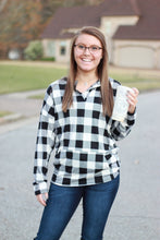Load image into Gallery viewer, Sadie Kangaroo Top | Black and White Buffalo Plaid