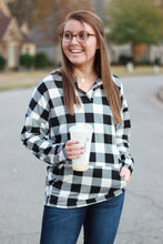 Load image into Gallery viewer, Sadie Kangaroo Top | Black and White Buffalo Plaid