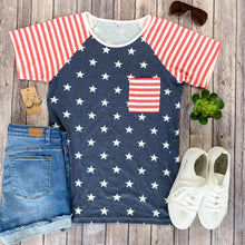 Load image into Gallery viewer, Stars and Stripes Pocket Tee