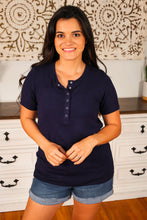 Load image into Gallery viewer, Brinley Button Top - Navy