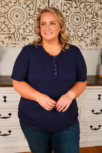 Load image into Gallery viewer, Brinley Button Top - Navy