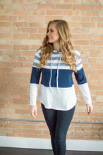 Load image into Gallery viewer, Striped Hoodie | Navy and White