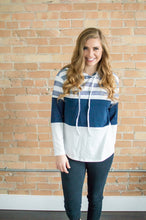 Load image into Gallery viewer, Striped Hoodie | Navy and White