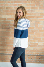 Load image into Gallery viewer, Striped Hoodie | Navy and White