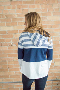 Striped Hoodie | Navy and White