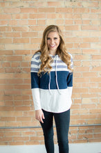 Load image into Gallery viewer, Striped Hoodie | Navy and White