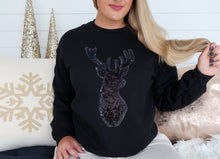 Load image into Gallery viewer, Sequin Reindeer Crewneck Sweatshirt