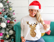 Load image into Gallery viewer, Sequin Reindeer Crewneck Sweatshirt