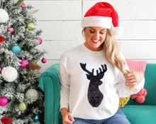 Load image into Gallery viewer, Sequin Reindeer Crewneck Sweatshirt