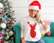 Load image into Gallery viewer, Sequin Reindeer Crewneck Sweatshirt