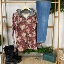 Load image into Gallery viewer, Rust Floral FullZip Hoodie