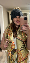 Load image into Gallery viewer, Button Plaid Shawl