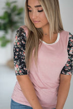Load image into Gallery viewer, Pink Floral Baseball Tee