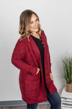 Load image into Gallery viewer, Fuzzy Cardigan - Burgundy