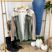 Load image into Gallery viewer, Hooded Colorblock Corduroy Jacket