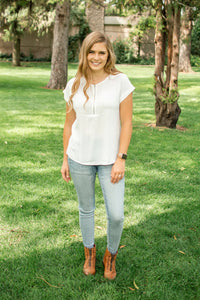 Zip Down Blouse - Multiple Colors
