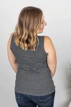 Load image into Gallery viewer, Addison Henley Tank - Charcoal w/White Stripes