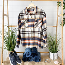 Load image into Gallery viewer, Molly Plaid Shacket - Navy, Brown, and Orange