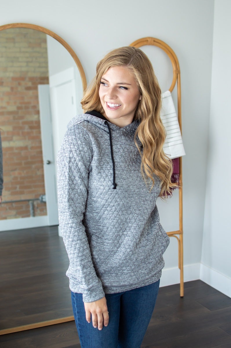 Quilted Hoodie | Charcoal and Black