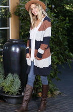 Load image into Gallery viewer, Mocha Striped Popcorn Cardigan