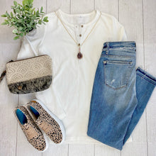 Load image into Gallery viewer, Harper Long Sleeve Henley - White