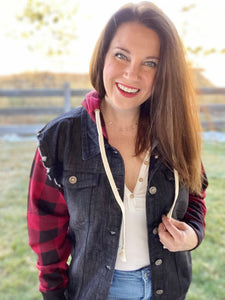 Just Checking Jacket- Black and Burgundy