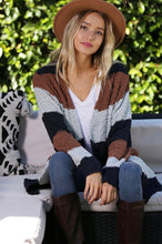 Load image into Gallery viewer, Mocha Striped Popcorn Cardigan