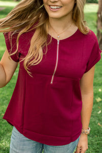 Zip Down Blouse - Multiple Colors