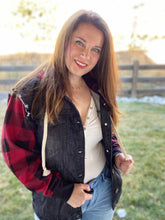 Load image into Gallery viewer, Just Checking Jacket- Black and Burgundy