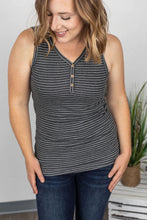 Load image into Gallery viewer, Addison Henley Tank - Charcoal w/White Stripes
