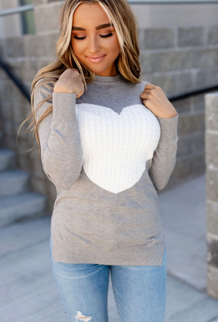 Cable Knit Heart Sweater
