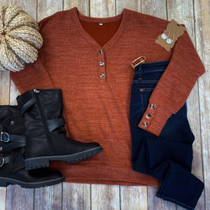 Brittney Button Sweater - Pumpkin