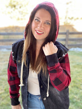 Load image into Gallery viewer, Just Checking Jacket- Black and Burgundy
