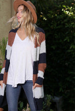 Load image into Gallery viewer, Mocha Striped Popcorn Cardigan