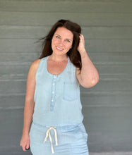 Load image into Gallery viewer, California Dreaming Chambray Jumpsuit