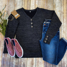 Load image into Gallery viewer, Brittney Button Sweater - Charcoal