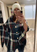 Load image into Gallery viewer, Button Plaid Shawl