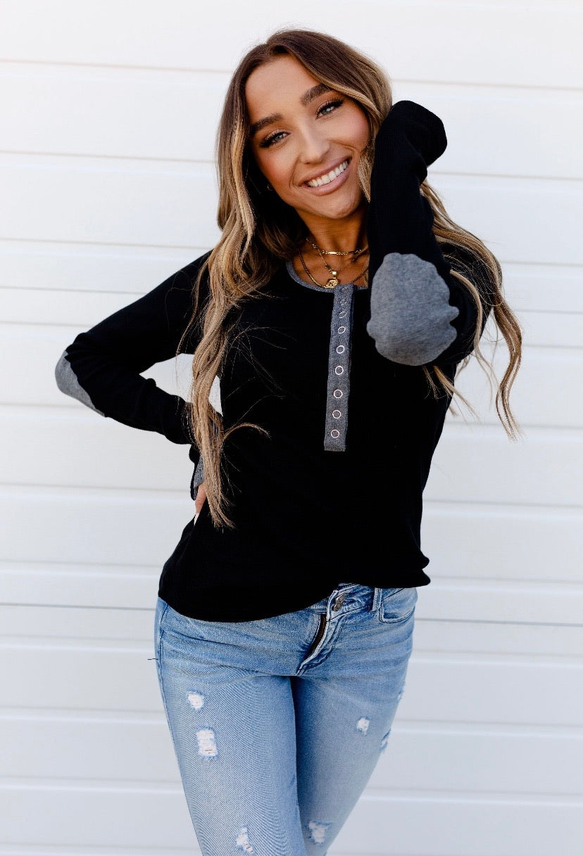 Henley- Black & Charcoal